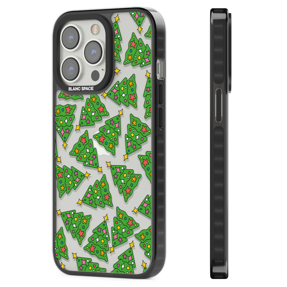 Christmas Tree Pattern Black Impact Phone Case for iPhone 13 Pro, iPhone 14 Pro, iPhone 15 Pro