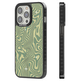 Green Abstract Wave Black Impact Phone Case for iPhone 13 Pro, iPhone 14 Pro, iPhone 15 Pro