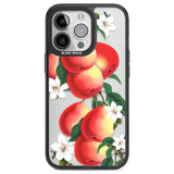 Vintage Painted Peaches Black Impact Phone Case for iPhone 13 Pro, iPhone 14 Pro, iPhone 15 Pro