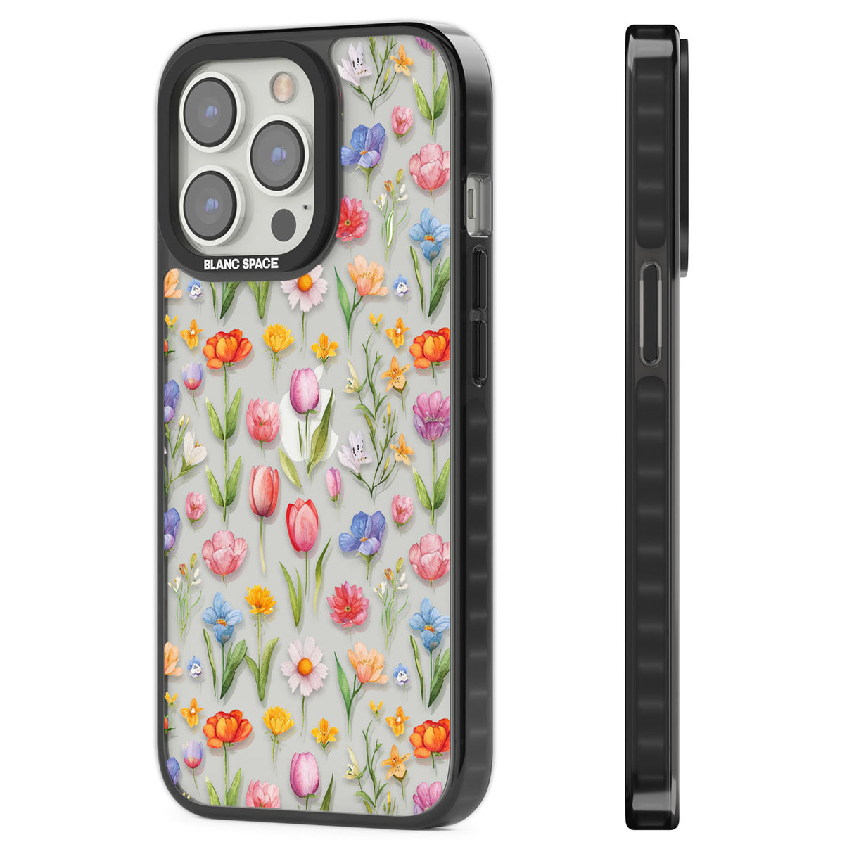 Small Flower Mix Black Impact Phone Case for iPhone 13 Pro, iPhone 14 Pro, iPhone 15 Pro