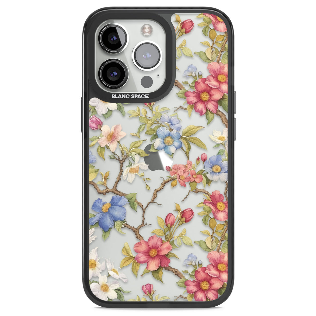 Vintage Vines & Flowers Black Impact Phone Case for iPhone 13 Pro, iPhone 14 Pro, iPhone 15 Pro