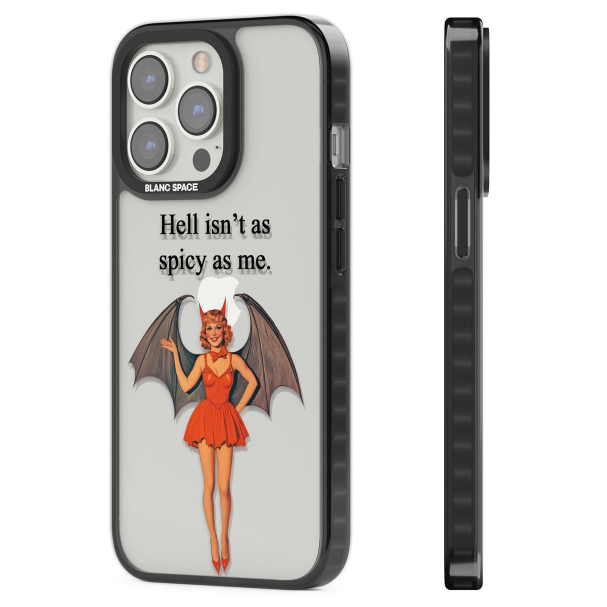 Hell Isn't As Spicy As Me Black Impact Phone Case for iPhone 13 Pro, iPhone 14 Pro, iPhone 15 Pro