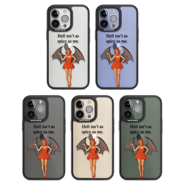 Hell Isn't As Spicy As Me Black Impact Phone Case for iPhone 13 Pro, iPhone 14 Pro, iPhone 15 Pro