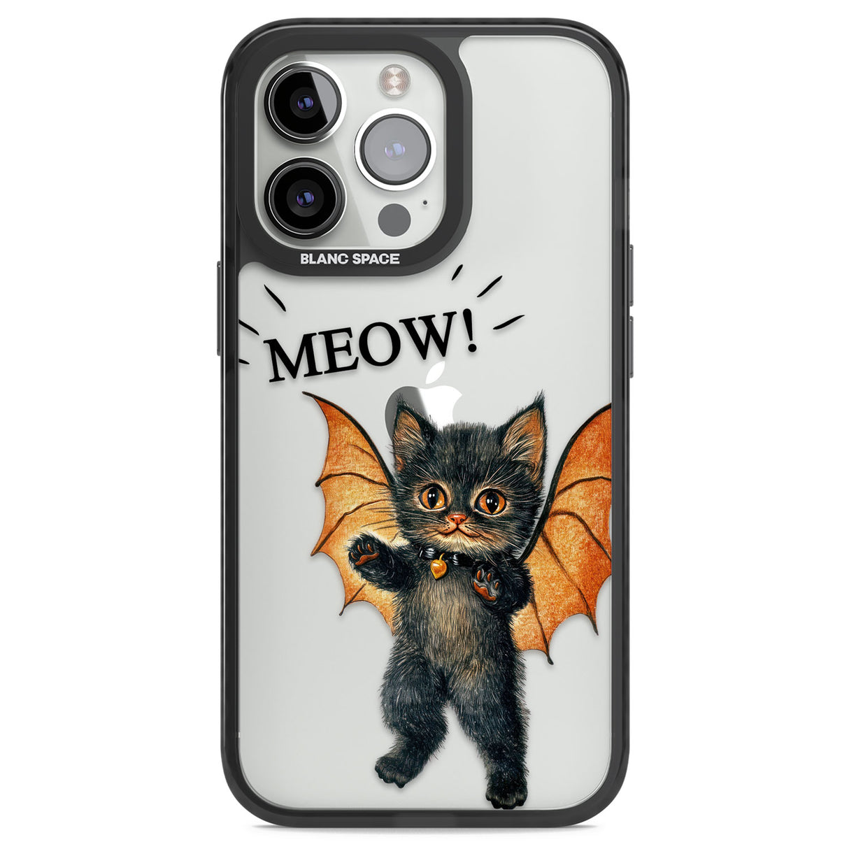 MEOW! Black Impact Phone Case for iPhone 13 Pro, iPhone 14 Pro, iPhone 15 Pro