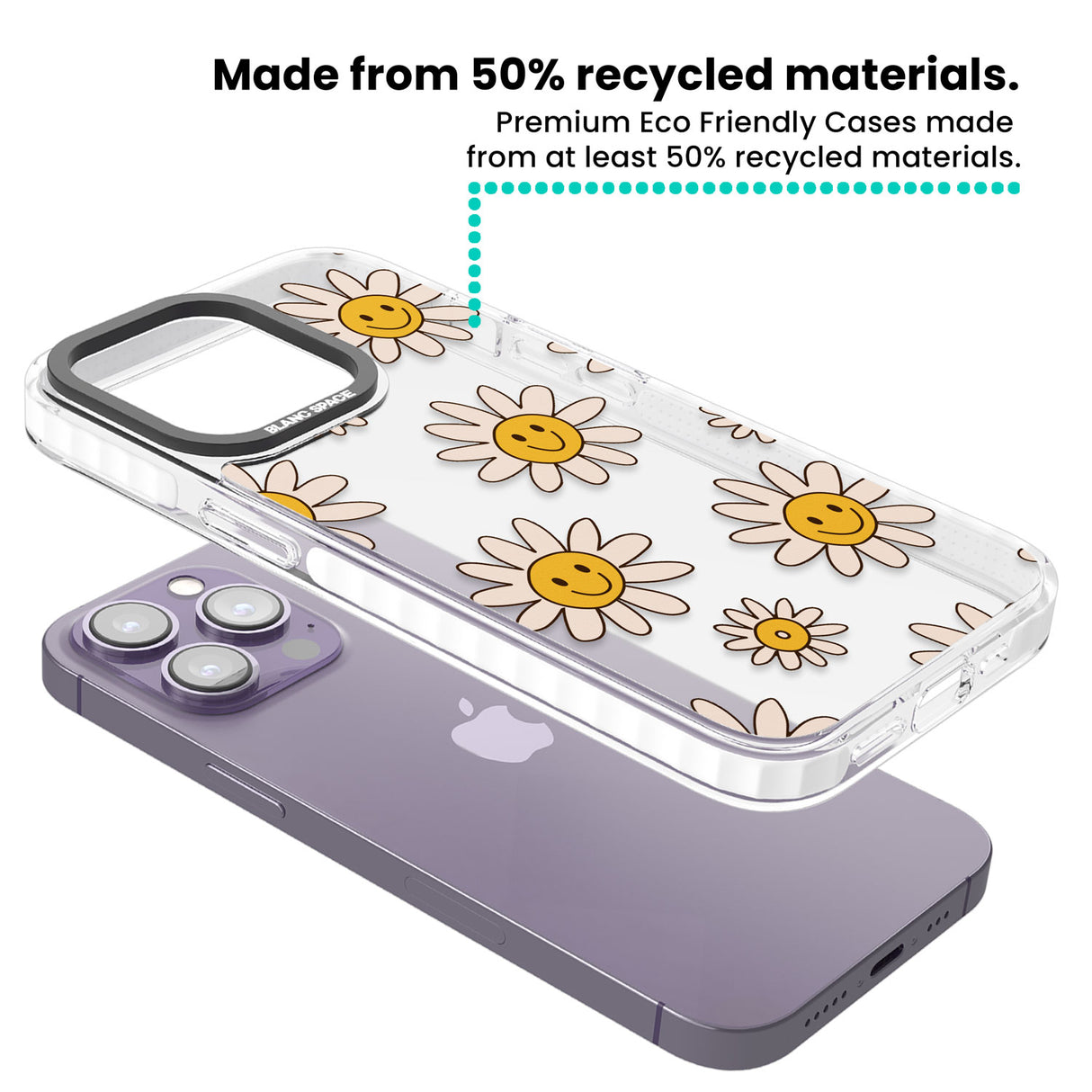 Daisy Faces Clear Impact Phone Case for iPhone 13 Pro, iPhone 14 Pro, iPhone 15 Pro