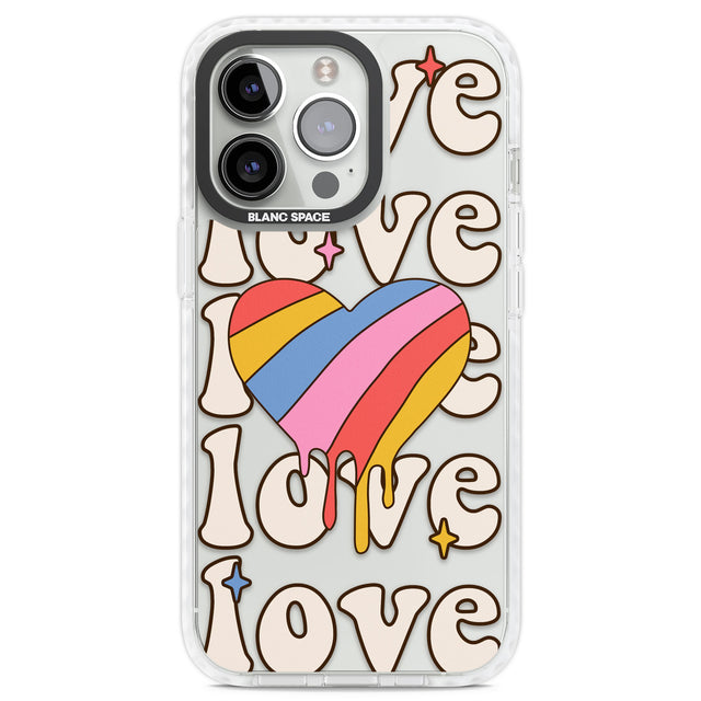 Groovy Love Clear Impact Phone Case for iPhone 13 Pro, iPhone 14 Pro, iPhone 15 Pro