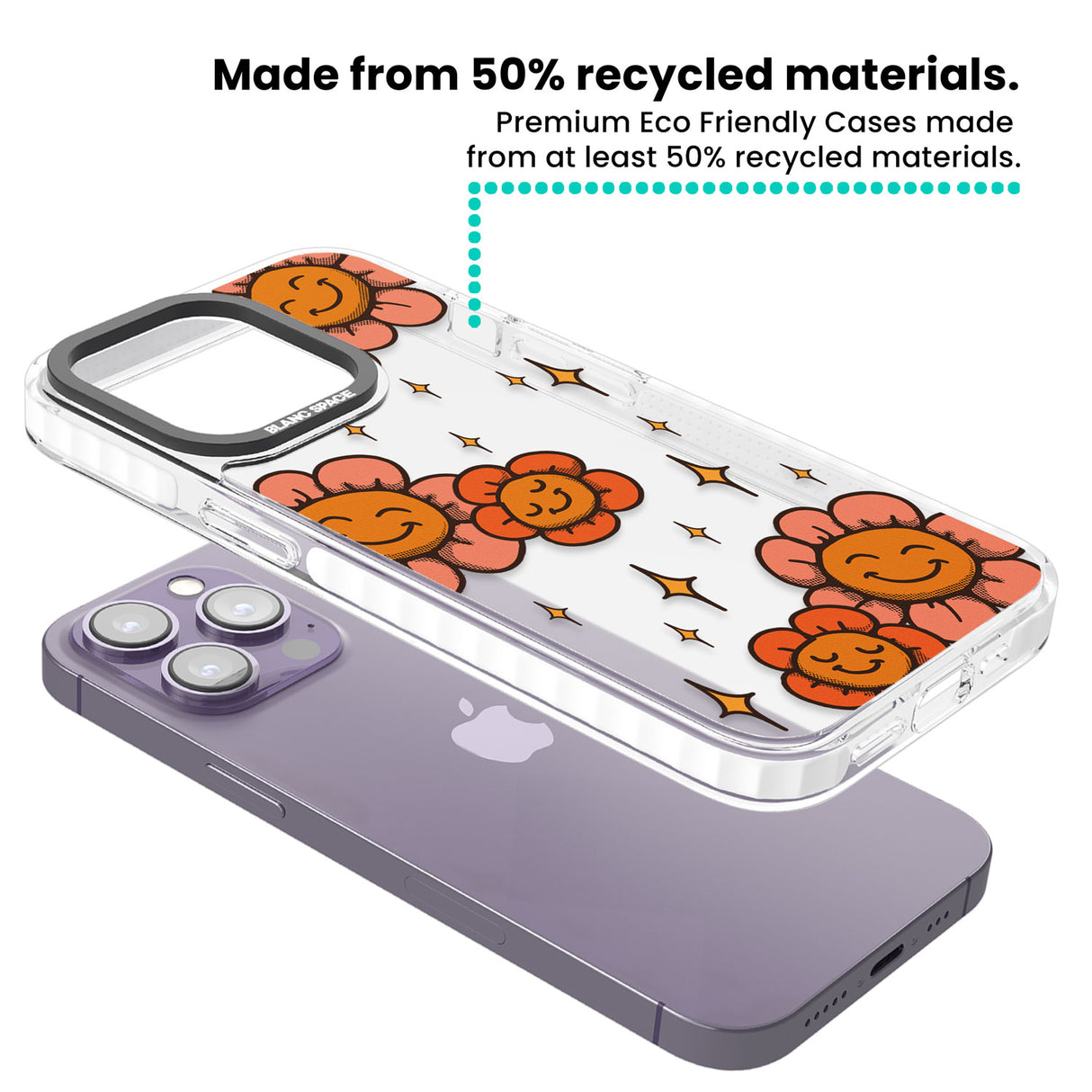 Mellow Flowers Clear Impact Phone Case for iPhone 13 Pro, iPhone 14 Pro, iPhone 15 Pro