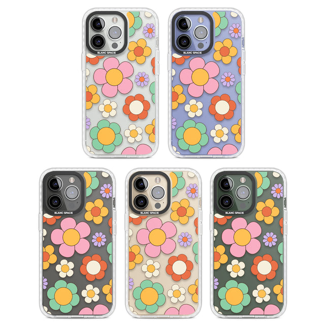 Groovy Blossoms Clear Impact Phone Case for iPhone 13 Pro, iPhone 14 Pro, iPhone 15 Pro