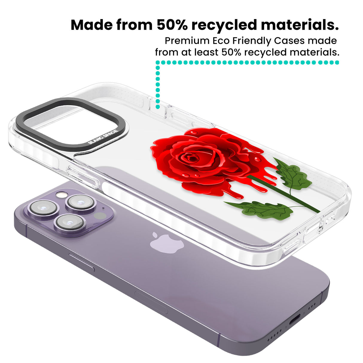 Melting Rose Clear Impact Phone Case for iPhone 13 Pro, iPhone 14 Pro, iPhone 15 Pro