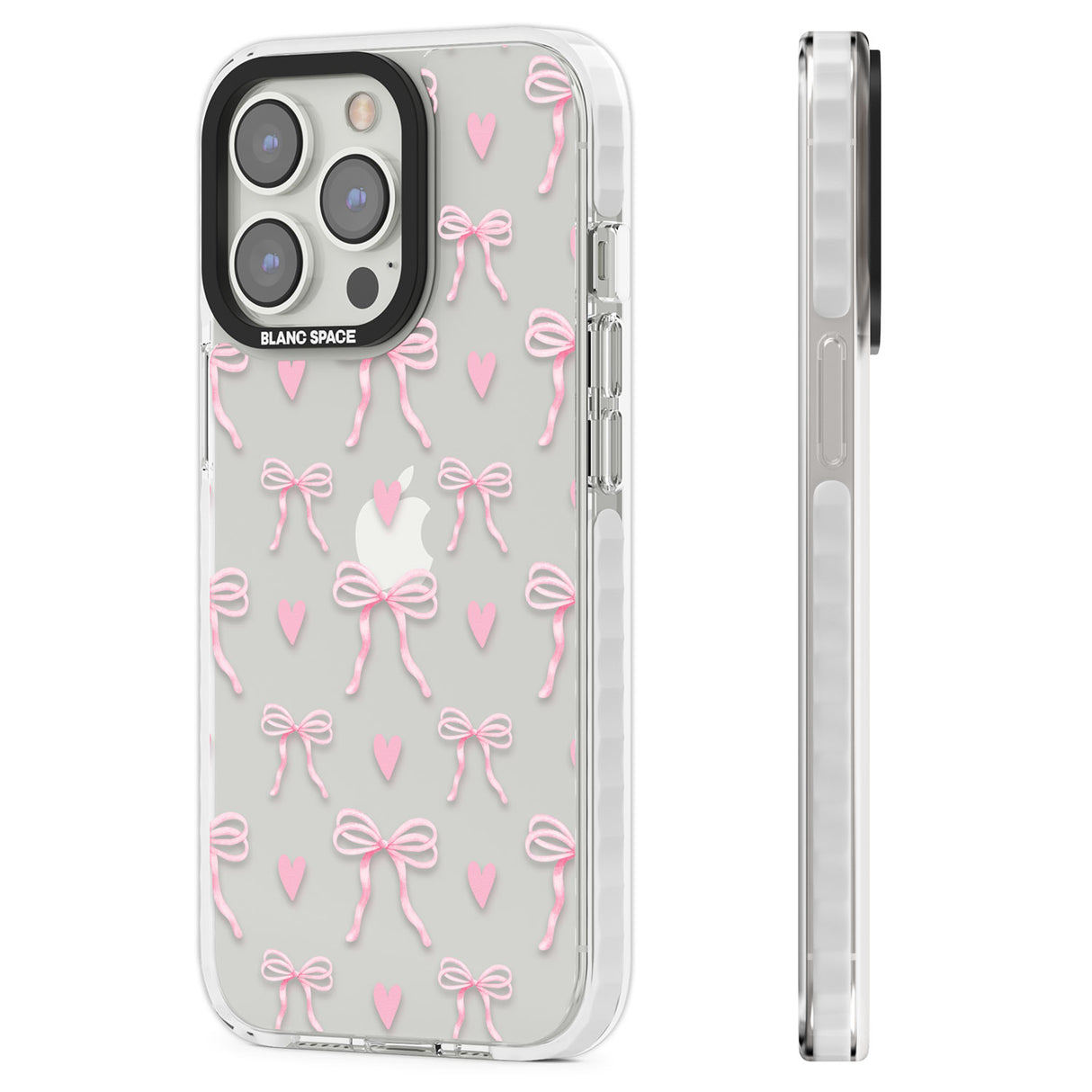 Pink Bows & Hearts Clear Impact Phone Case for iPhone 13 Pro, iPhone 14 Pro, iPhone 15 Pro