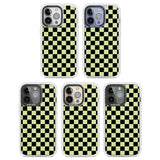 Black & Lime Check Clear Impact Phone Case for iPhone 13 Pro, iPhone 14 Pro, iPhone 15 Pro