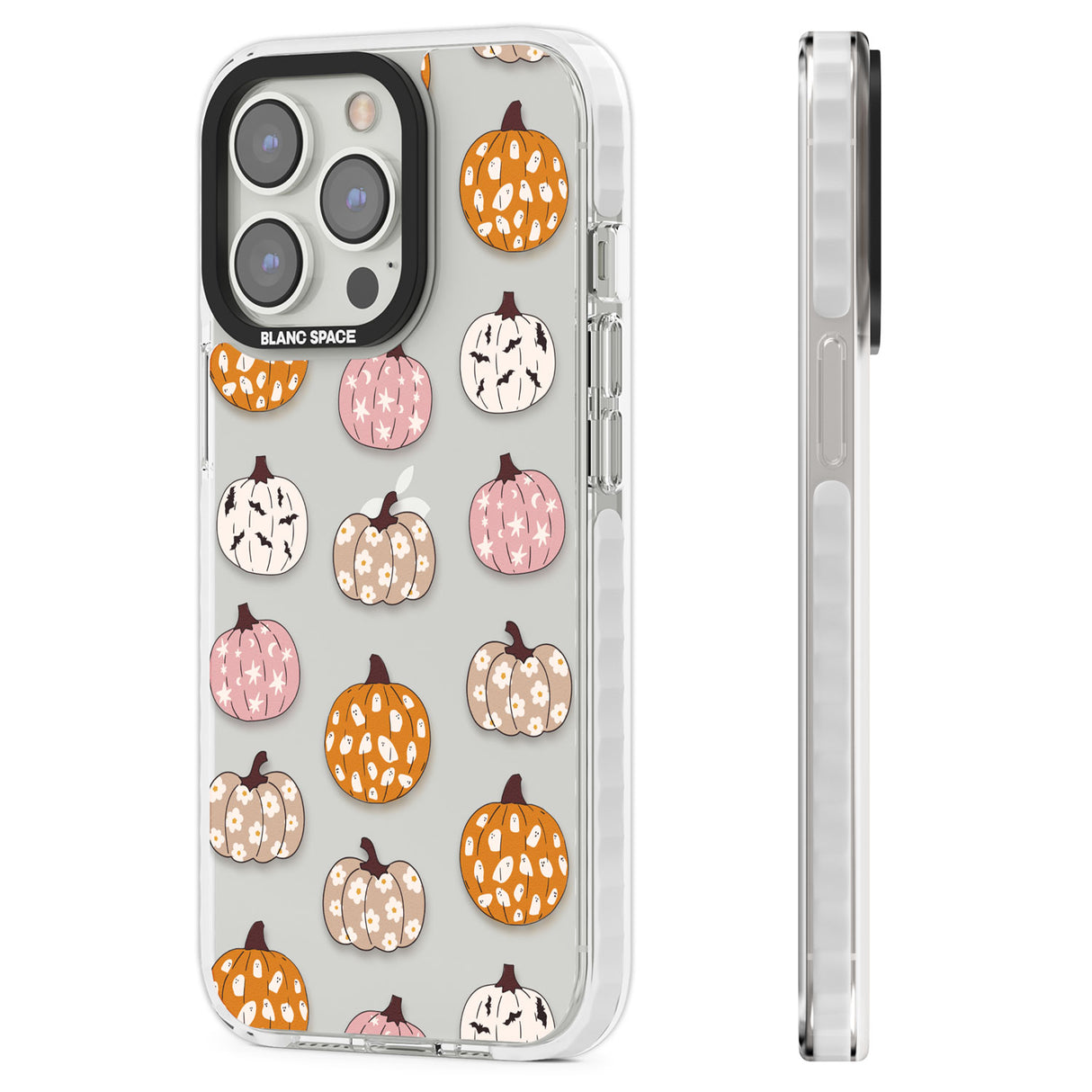 Floral Pumpkins Clear Impact Phone Case for iPhone 13 Pro, iPhone 14 Pro, iPhone 15 Pro