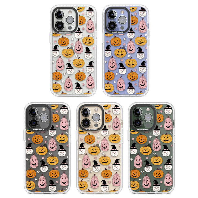 Witches and Pumpkins Pattern Clear Impact Phone Case for iPhone 13 Pro, iPhone 14 Pro, iPhone 15 Pro