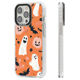 Orange Halloween Pattern Clear Impact Phone Case for iPhone 13 Pro, iPhone 14 Pro, iPhone 15 Pro