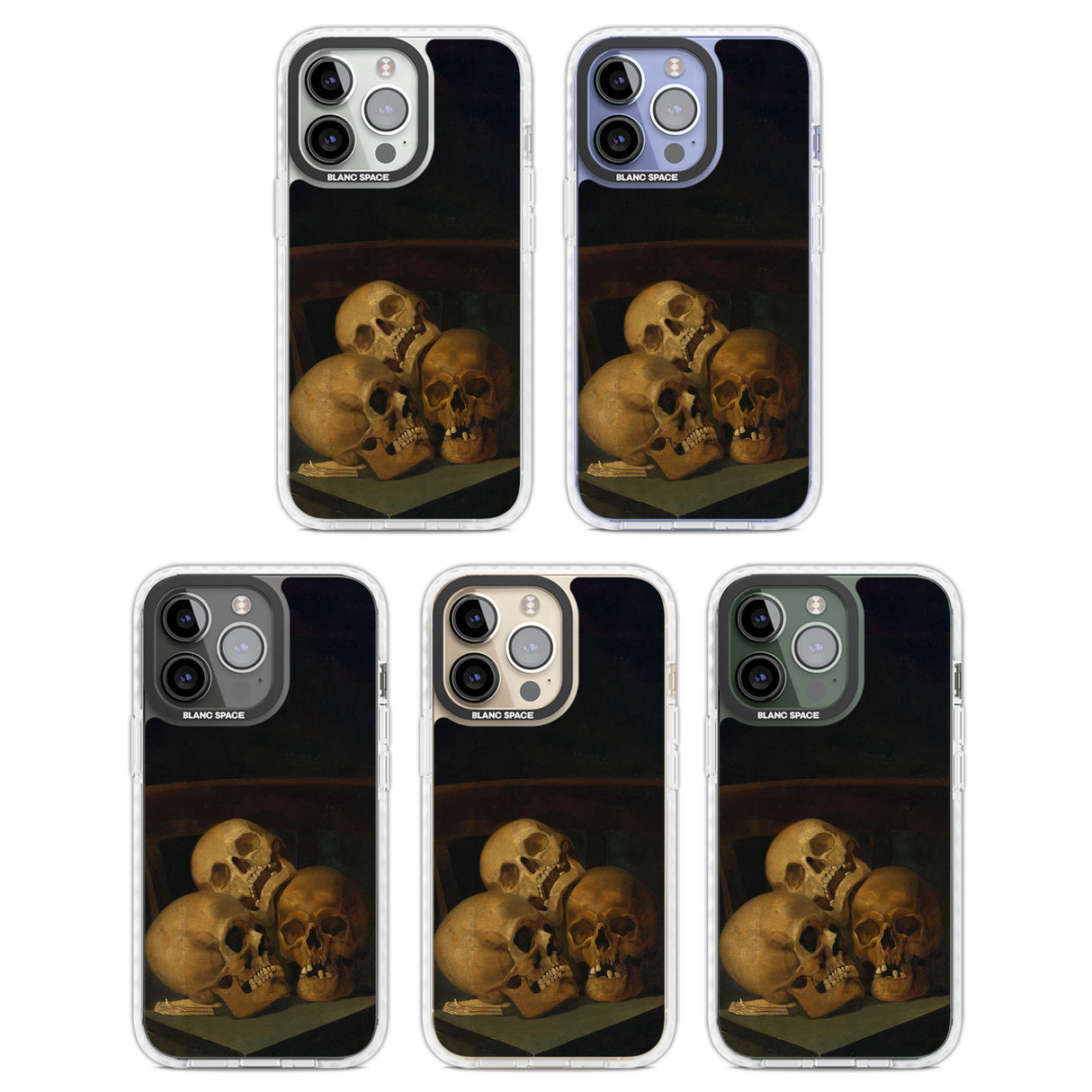 Still Life of Three Skulls Clear Impact Phone Case for iPhone 13 Pro, iPhone 14 Pro, iPhone 15 Pro