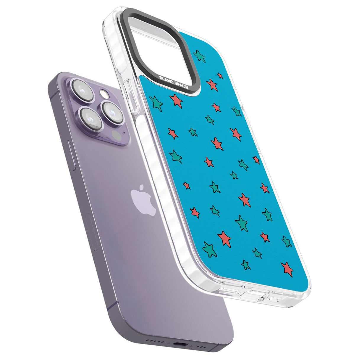 Blue Heartstopper Stars Pattern Phone Case for iPhone 14 Pro