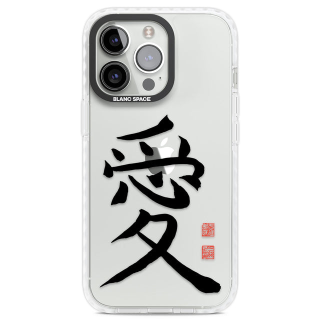 Japanese Kanji - Love Clear Impact Phone Case for iPhone 13 Pro, iPhone 14 Pro, iPhone 15 Pro