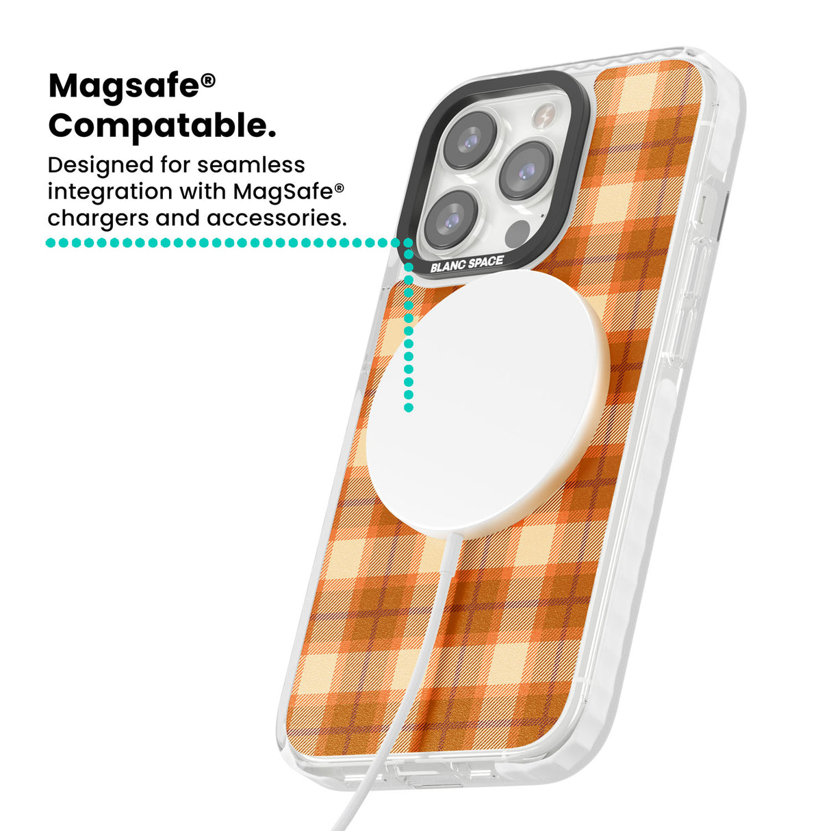 Pumpkin Plaid Magsafe Impact Phone Case for iPhone 13 Pro, iPhone 14 Pro, iPhone 15 Pro