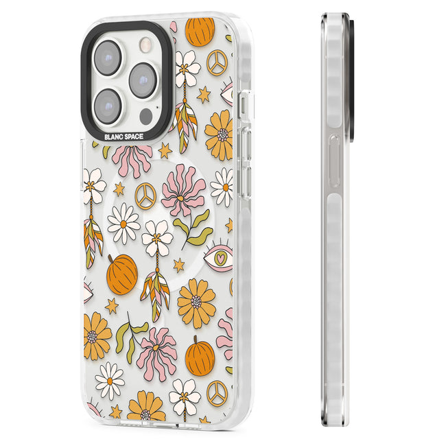 Retro Boho Fall Floral Magsafe Impact Phone Case for iPhone 13 Pro, iPhone 14 Pro, iPhone 15 Pro