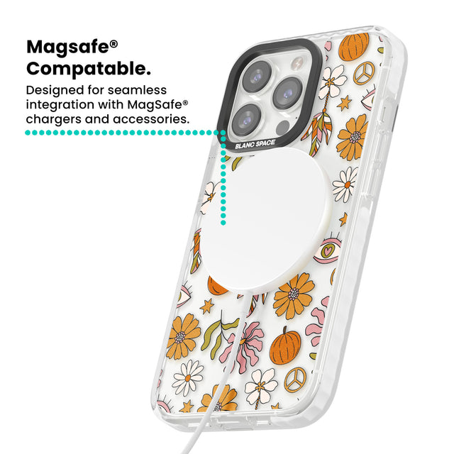 Retro Boho Fall Floral Magsafe Impact Phone Case for iPhone 13 Pro, iPhone 14 Pro, iPhone 15 Pro