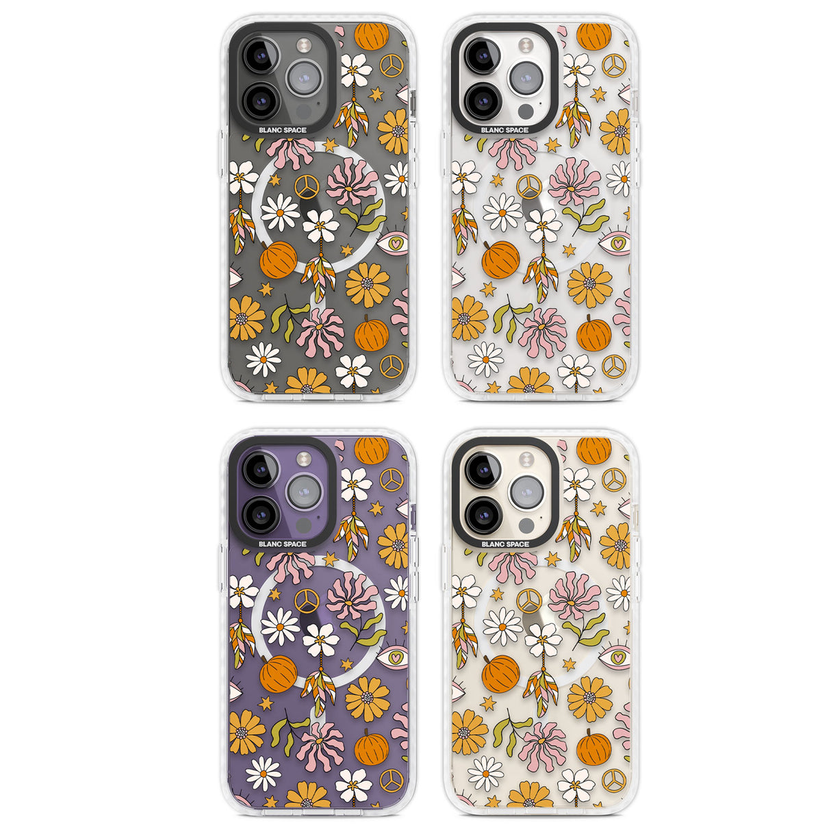 Retro Boho Fall Floral Magsafe Impact Phone Case for iPhone 13 Pro, iPhone 14 Pro, iPhone 15 Pro