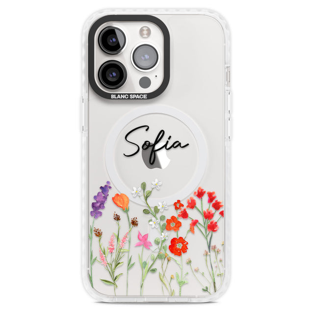 Personalised Spring Wildflowers Magsafe Impact Phone Case for iPhone 13 Pro, iPhone 14 Pro, iPhone 15 Pro