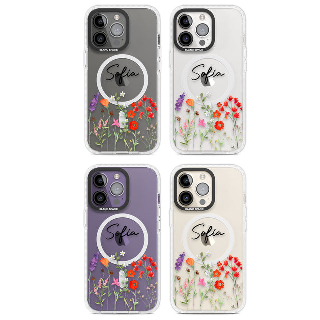 Personalised Spring Wildflowers Magsafe Impact Phone Case for iPhone 13 Pro, iPhone 14 Pro, iPhone 15 Pro