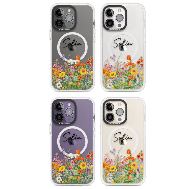 Personalised Summer Wildflowers Magsafe Impact Phone Case for iPhone 13 Pro, iPhone 14 Pro, iPhone 15 Pro