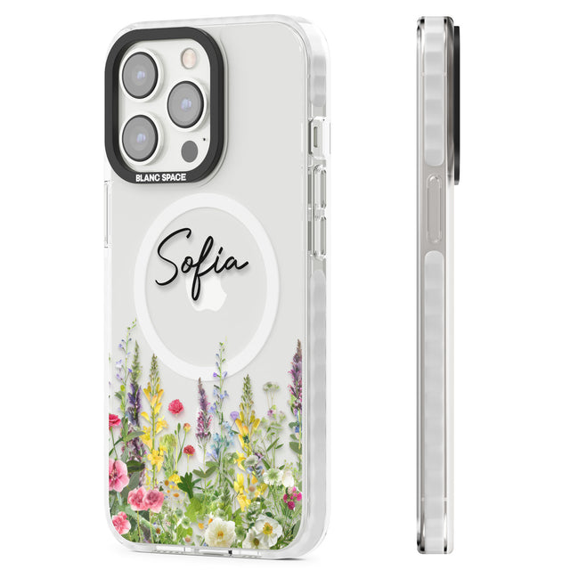 Personalised Garden Wildfowers Magsafe Impact Phone Case for iPhone 13 Pro, iPhone 14 Pro, iPhone 15 Pro