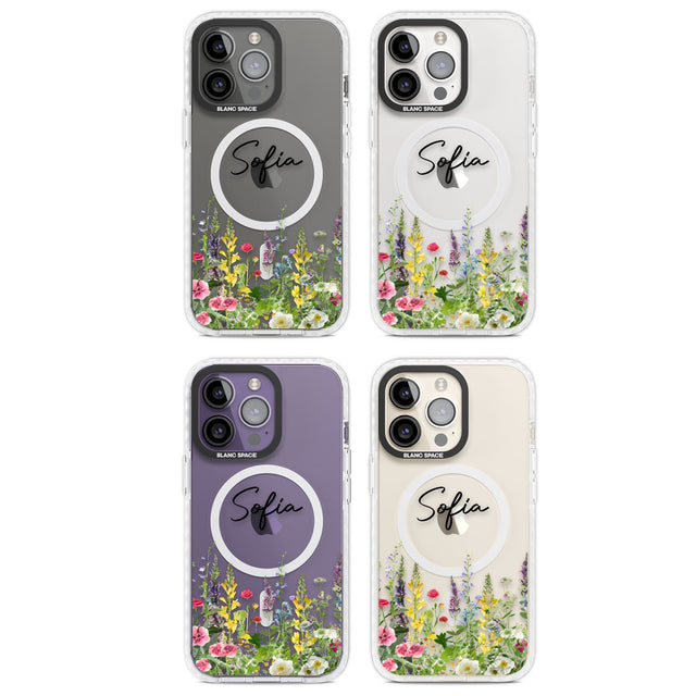 Personalised Garden Wildfowers Magsafe Impact Phone Case for iPhone 13 Pro, iPhone 14 Pro, iPhone 15 Pro