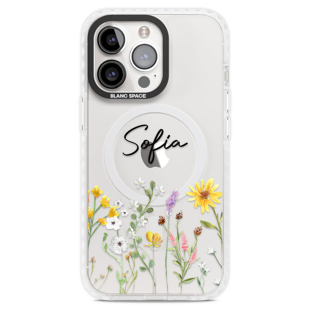 Personalised April Wildfowers Magsafe Impact Phone Case for iPhone 13 Pro, iPhone 14 Pro, iPhone 15 Pro