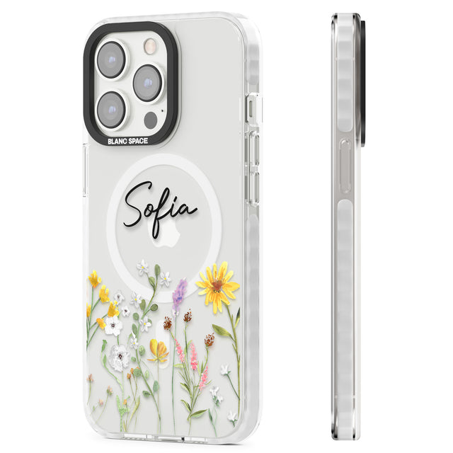 Personalised April Wildfowers Magsafe Impact Phone Case for iPhone 13 Pro, iPhone 14 Pro, iPhone 15 Pro