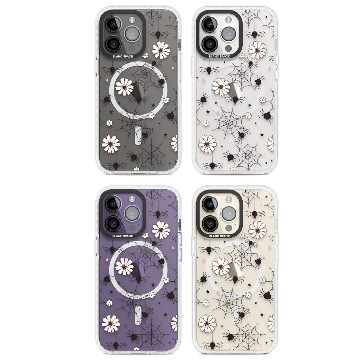 Spiders and Flowers Pattern Magsafe Impact Phone Case for iPhone 13 Pro, iPhone 14 Pro, iPhone 15 Pro