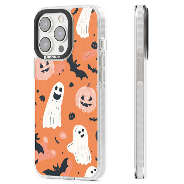 Orange Halloween Pattern Magsafe Impact Phone Case for iPhone 13 Pro, iPhone 14 Pro, iPhone 15 Pro