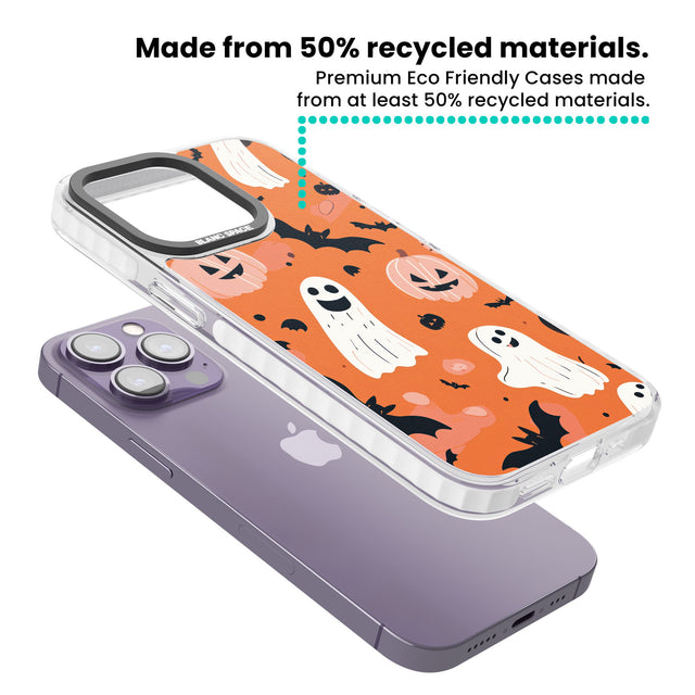 Orange Halloween Pattern Magsafe Impact Phone Case for iPhone 13 Pro, iPhone 14 Pro, iPhone 15 Pro