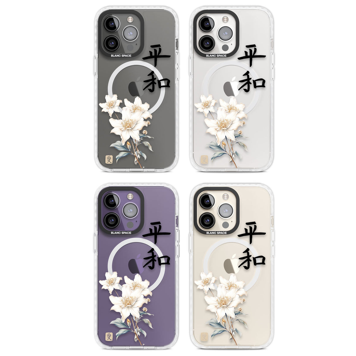 Peace and Flowers Magsafe Impact Phone Case for iPhone 13 Pro, iPhone 14 Pro, iPhone 15 Pro