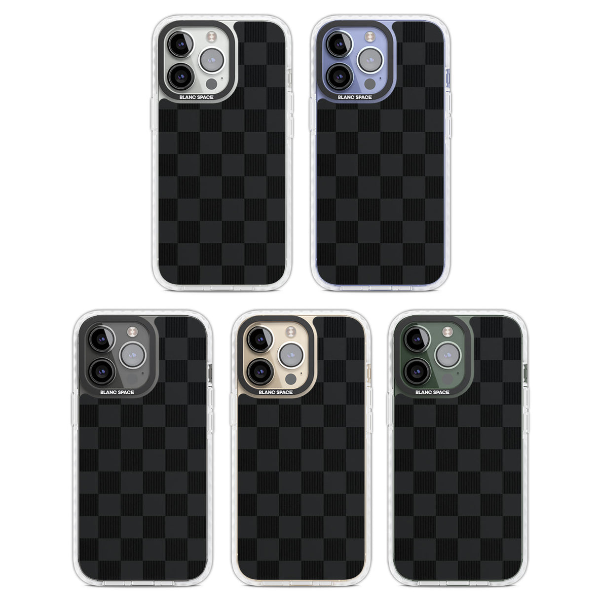 BLACK CHECKERED Clear Impact Phone Case for iPhone 13 Pro, iPhone 14 Pro, iPhone 15 Pro