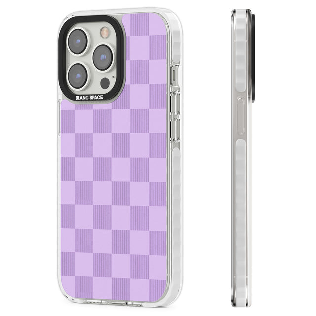 LILAC CHECKERED Clear Impact Phone Case for iPhone 13 Pro, iPhone 14 Pro, iPhone 15 Pro