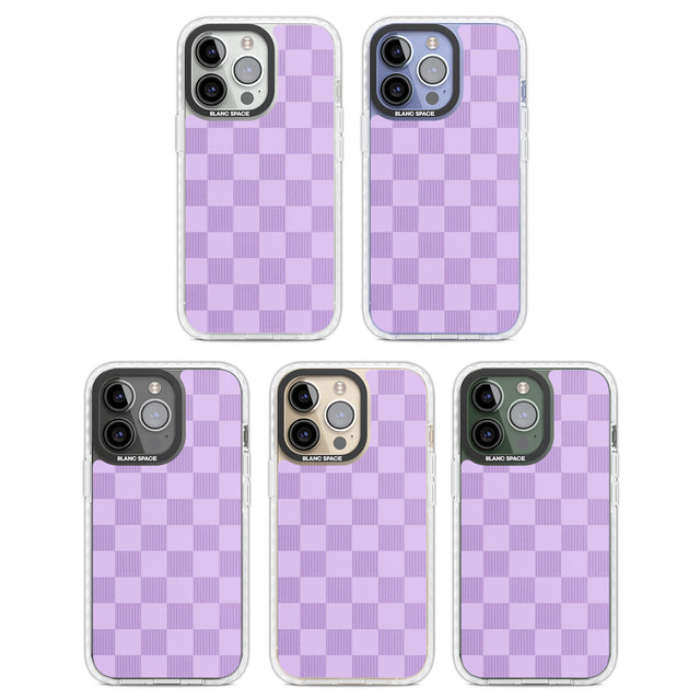 LILAC CHECKERED Clear Impact Phone Case for iPhone 13 Pro, iPhone 14 Pro, iPhone 15 Pro