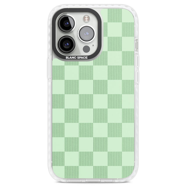 SEAFOAM CHECKERED Clear Impact Phone Case for iPhone 13 Pro, iPhone 14 Pro, iPhone 15 Pro