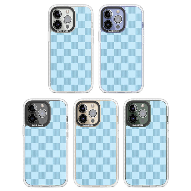 SKYBLUE CHECKERED Clear Impact Phone Case for iPhone 13 Pro, iPhone 14 Pro, iPhone 15 Pro