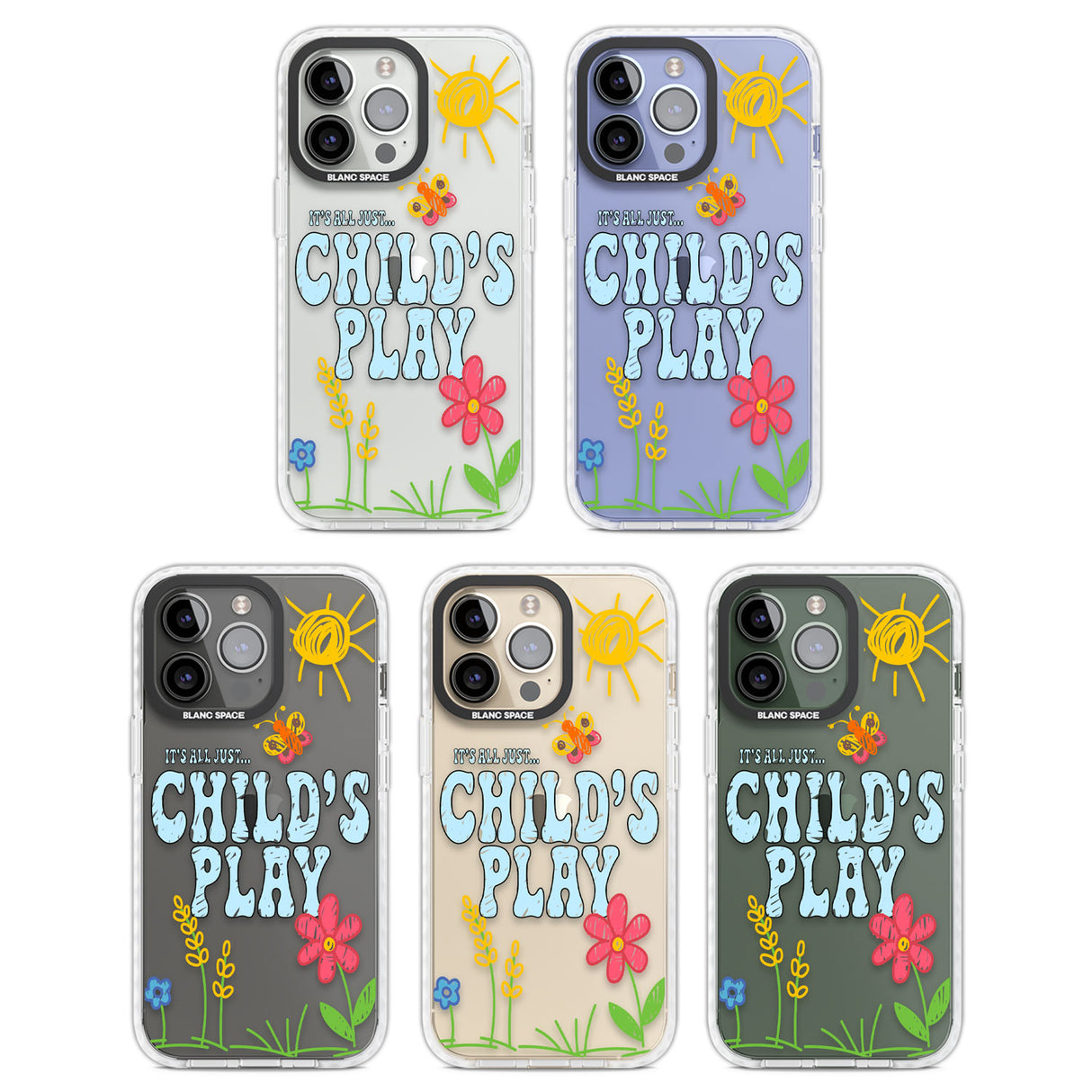 Child's Play Clear Impact Phone Case for iPhone 13 Pro, iPhone 14 Pro, iPhone 15 Pro