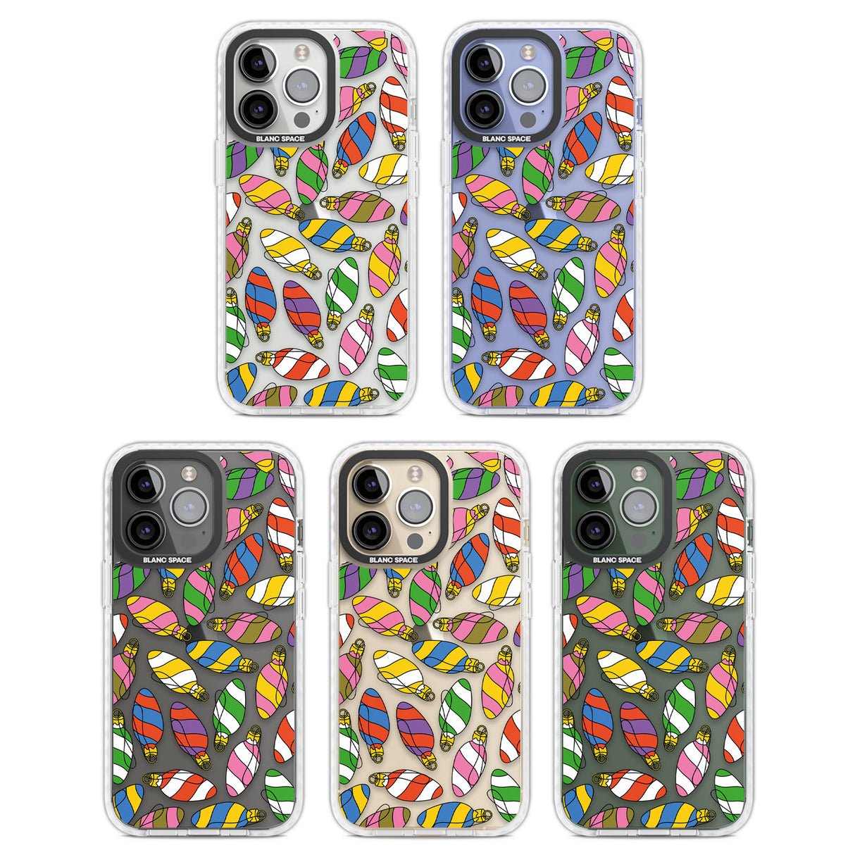 Colourful Holiday Ornaments Clear Impact Phone Case for iPhone 13 Pro, iPhone 14 Pro, iPhone 15 Pro