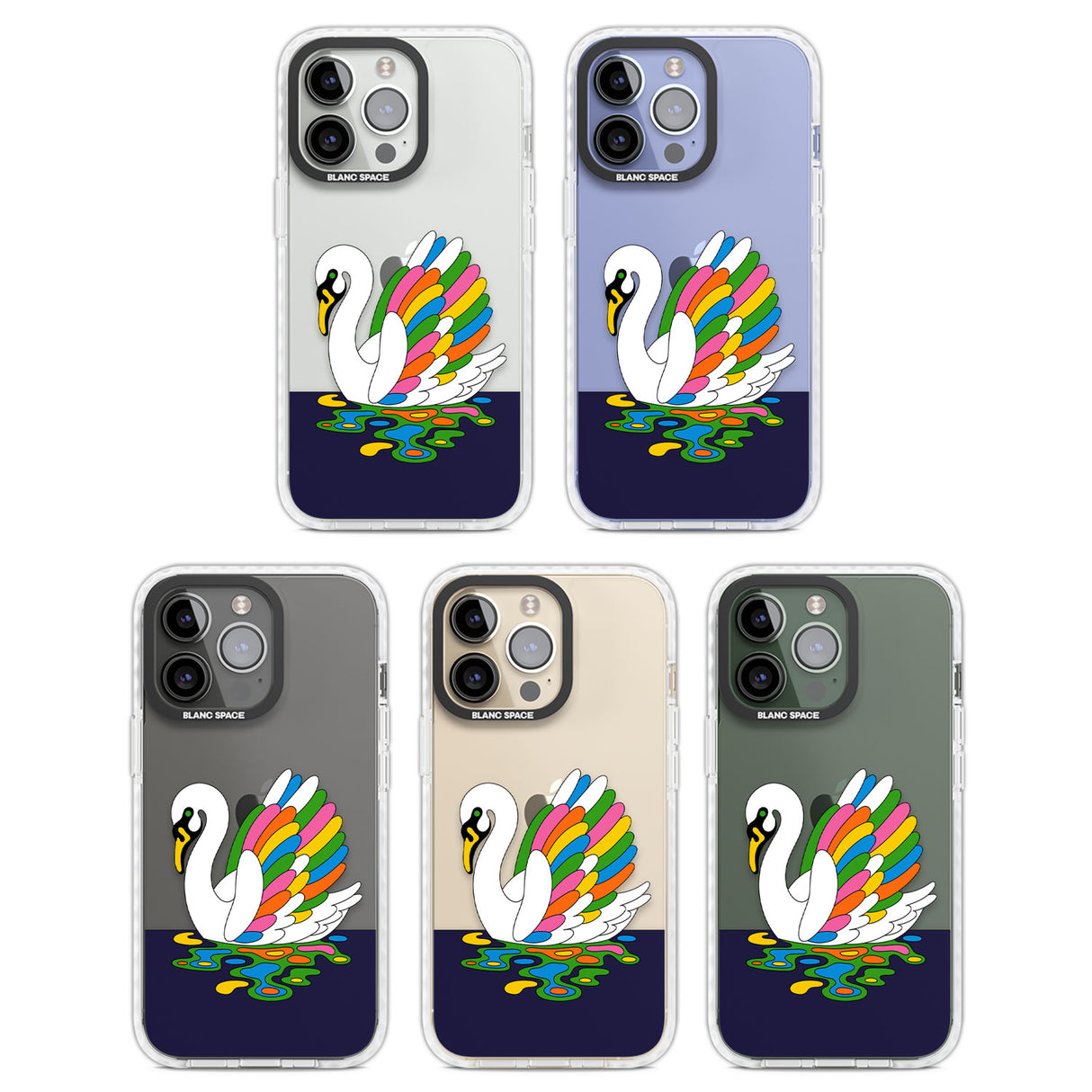 Serene Swan Clear Impact Phone Case for iPhone 13 Pro, iPhone 14 Pro, iPhone 15 Pro