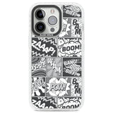 Onomatopoeia (Black & White) Clear Impact Phone Case for iPhone 13 Pro, iPhone 14 Pro, iPhone 15 Pro