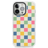 Pastel Multicolor Checkered Clear Impact Phone Case for iPhone 13 Pro, iPhone 14 Pro, iPhone 15 Pro