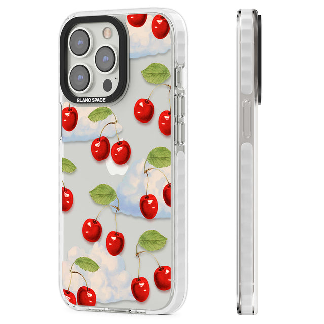 Vintage Cherries & Clouds Clear Impact Phone Case for iPhone 13 Pro, iPhone 14 Pro, iPhone 15 Pro