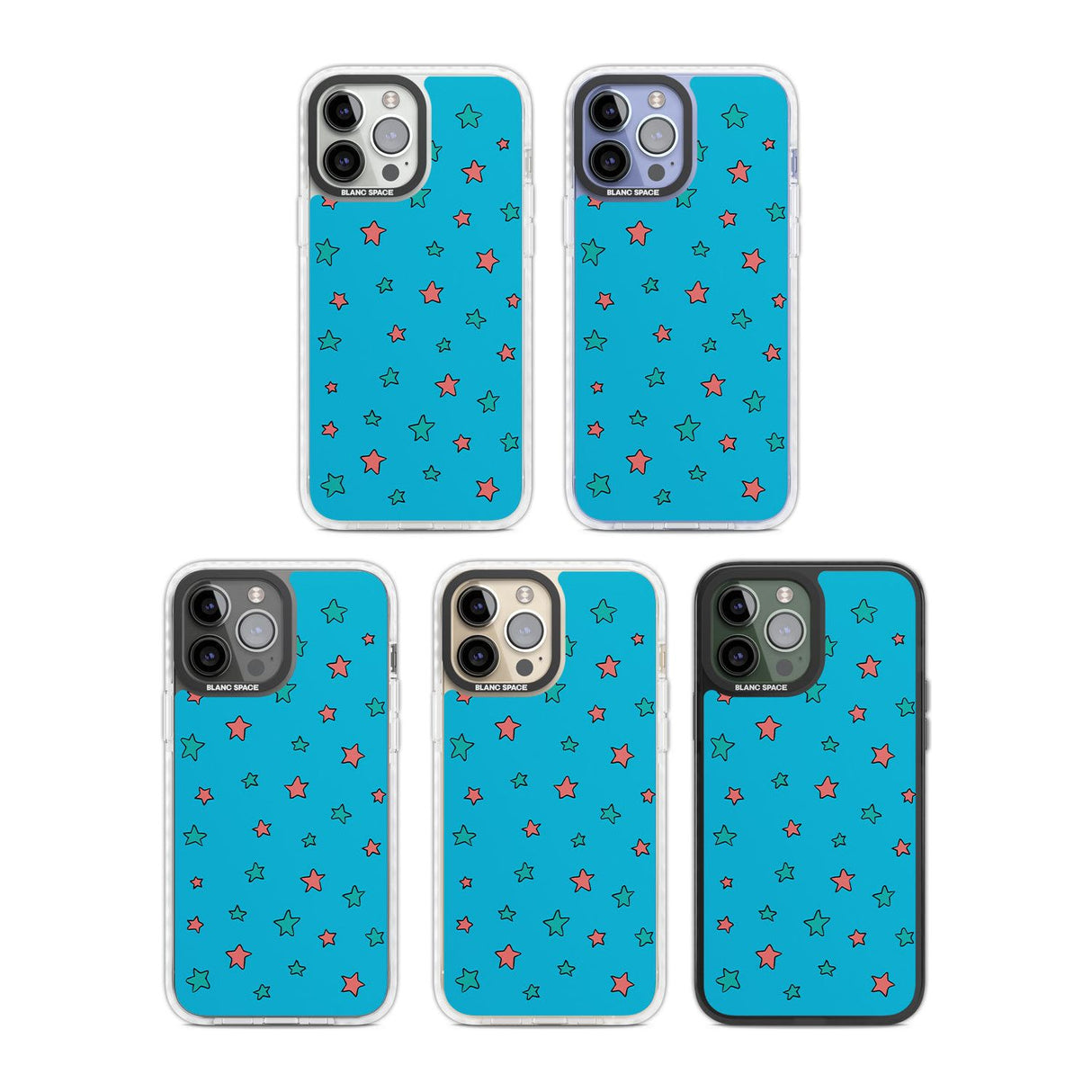 Blue Heartstopper Stars Pattern Phone Case for iPhone 14 Pro Max