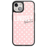 Personalised Pink Polka Custom Phone Case iPhone 15 Plus / Magsafe Black Impact Case,iPhone 15 / Magsafe Black Impact Case,iPhone 14 Plus / Magsafe Black Impact Case,iPhone 14 / Magsafe Black Impact Case,iPhone 13 / Magsafe Black Impact Case Blanc Space