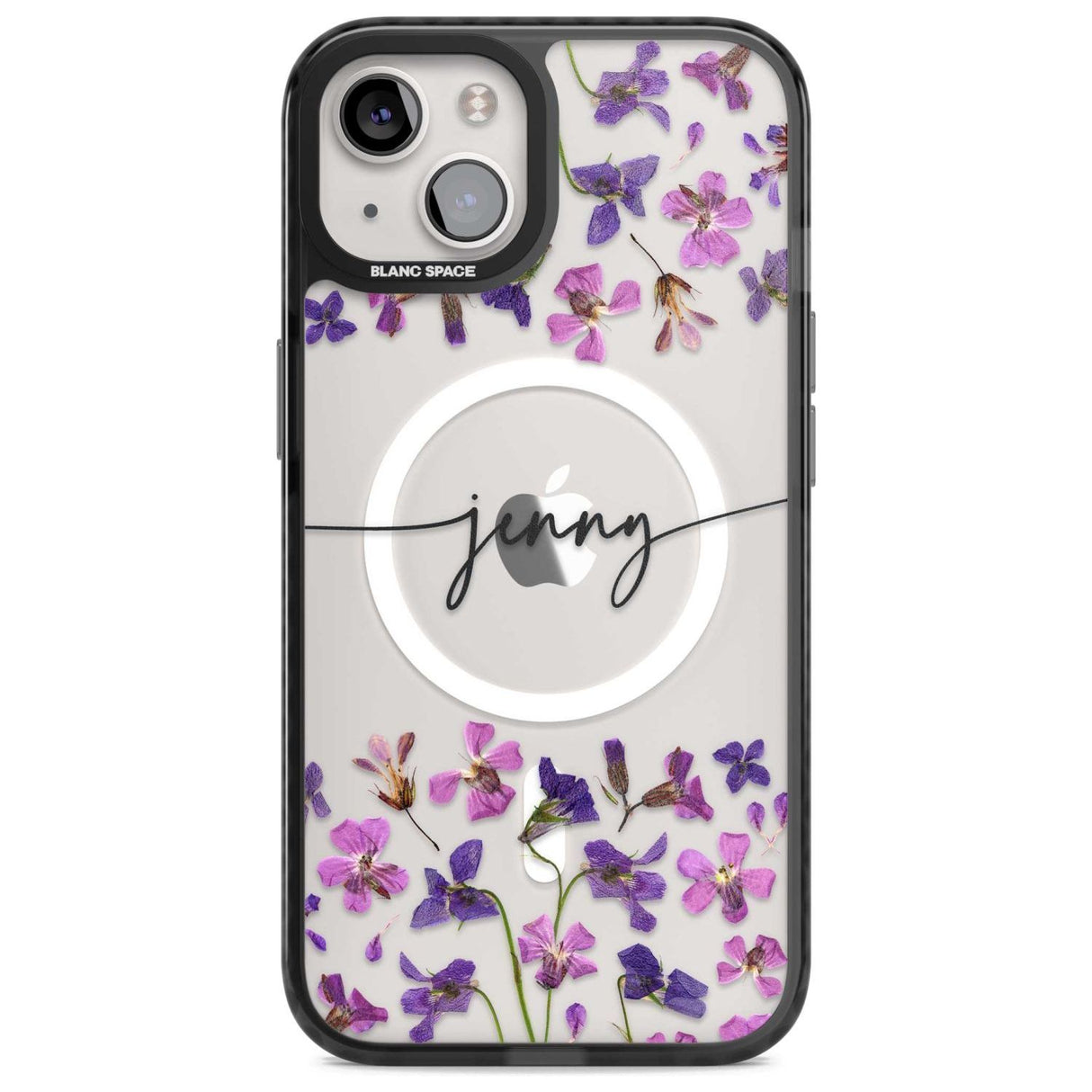 Personalised Purple Violets Custom Phone Case iPhone 15 Plus / Magsafe Black Impact Case,iPhone 15 / Magsafe Black Impact Case,iPhone 14 Plus / Magsafe Black Impact Case,iPhone 14 / Magsafe Black Impact Case,iPhone 13 / Magsafe Black Impact Case Blanc Space